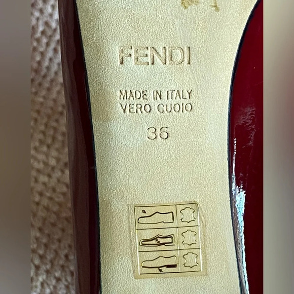 Fendi Burgundy Patent Leather Heels - Picture 11 of 16